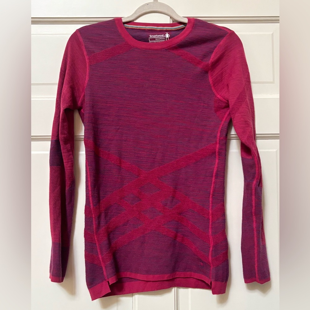 Smartwool intra knit 200 long sleeve shirt size large pink purple merino